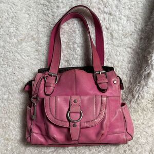 Fossil long live Vintage leather pink medium shoulder bag silver tone hardwares
